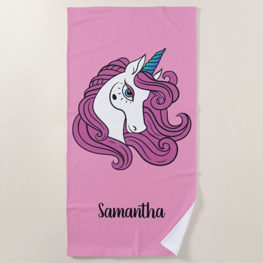 Plage Monogramme de licorne mignonne et serviette de (Devant)
