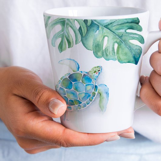 Plage Mugs Turquoise Blue Aquarelle Tortue de mer