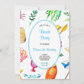 PLAGE MULTICOLOR ANNIVERSAIRE DE FÊTE INVITATION (Devant)