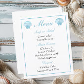 Plage Nautique Blue Seashell Menu Mariage
