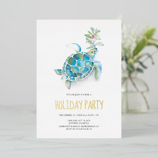 Plage Noël Fête Invitation (Debout devant)