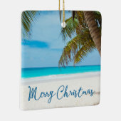 Plage Noël Ornements Carré céramique Plam Tree (Droite)