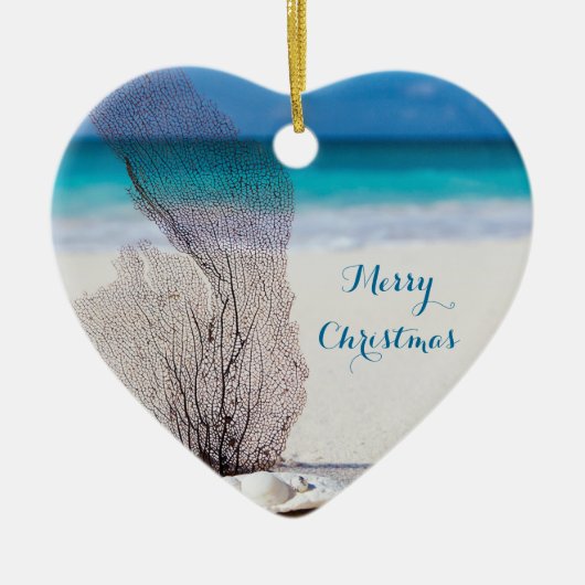 Plage Noël Ornements Coeur Corail (Devant)