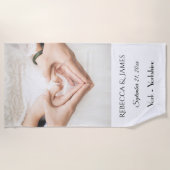 Plage Nom simple élégant Mariage lune de miel serviette (Devant)