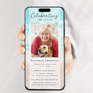 Plage Océan Photo Funérailles Invitation numérique