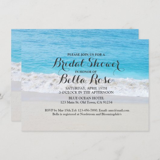 Plage océan sable nuptiale invitations (Devant / Derrière)