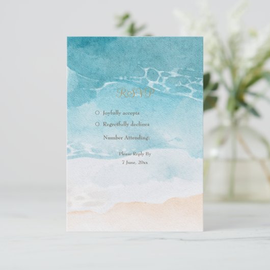 Plage, Ocean Watercolor Arrière - plan Menu Mariag (Debout devant)