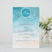 Plage, Ocean Watercolor Arrière - plan Menu Mariag (Debout devant)