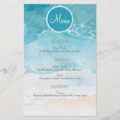 Plage, Ocean Watercolor Arrière - plan Menu Mariag (Devant)
