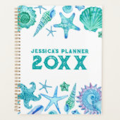 Plage Ocean Watercolor Shells & Starfish Organisat (Devant)