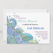 Plage Ocean Wave Bar Invitation Bat mitzvah (Devant)