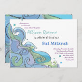 Plage Ocean Wave Bar Invitation Bat mitzvah (Devant / Derrière)