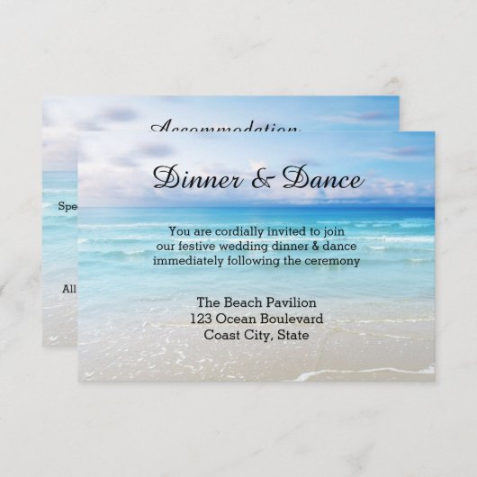 Plage ou Destination Mariage Insérer Invitation (Devant / Derrière)