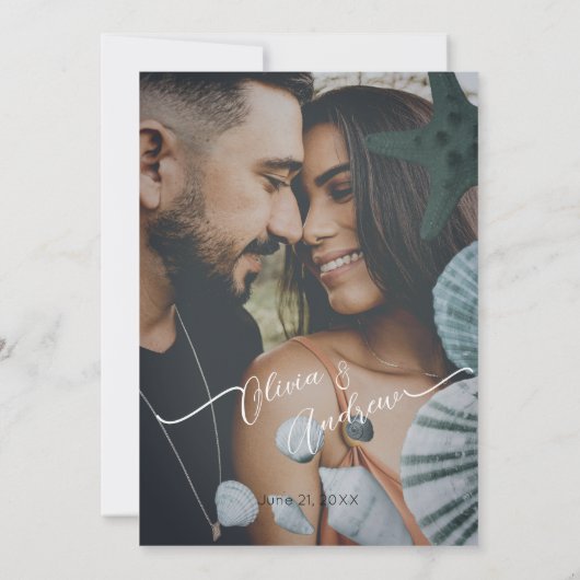 Plage Palm Tree Faire-part de mariage à thème Modè (Dos)