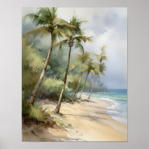 Plage Palm Trees Art Imprimer Affiche de voyage