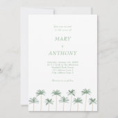 Plage Palm Trees Faire-part de mariage (Devant)