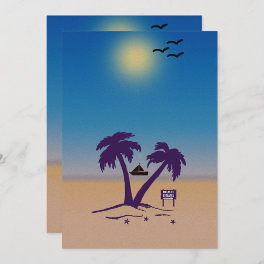 Plage Palm Trees Invitation (Devant / Derrière)