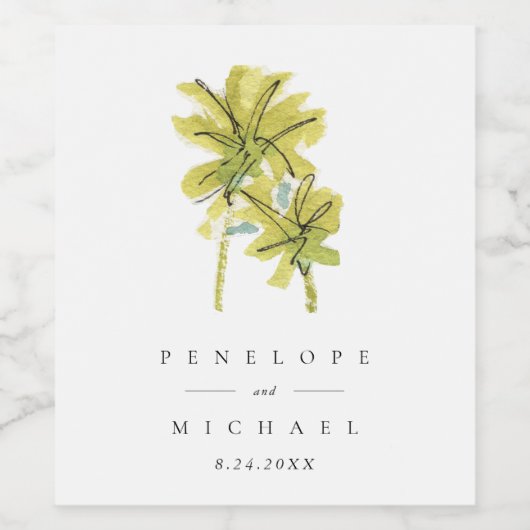 Plage Palm Trees Tropical Mariage Étiquette de vin (Étiquettes simples)