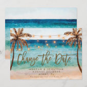 plage palmiers tropicaux changer la carte date (Devant / Derrière)