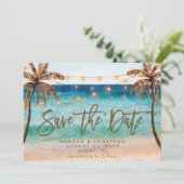 plage palmiers tropicaux enregistrer la carte date (Debout devant)
