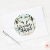 plage palmiers tropicaux quinceanera sticker (Enveloppe)