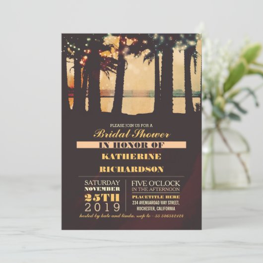 Plage Palms Sunset nuptiale douche Invitation (Debout devant)