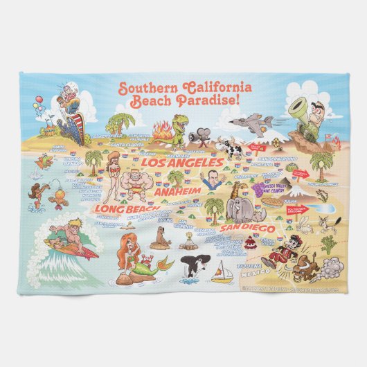 Plage Paradise California Serviette de cuisine (Horizontal)