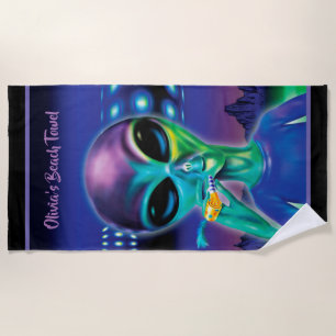 Plage Partie faite sur commande d'alien de serviette de