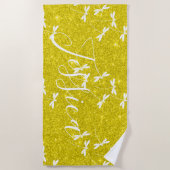 Plage Parties scintillant et libellules serviette de pla (Devant)