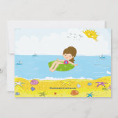 Plage party Girl Swimming Birthday Invitation (Dos)