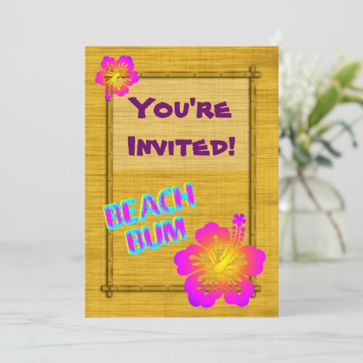 Plage Party Hibiscus Fleur Invitations personnalis (Debout devant)