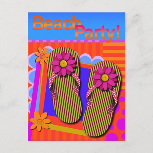 Plage Party Summer Fun Invitation Carte postale (Devant)