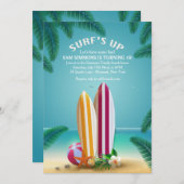 Plage Party Surfboards Invitation (Devant / Derrière)