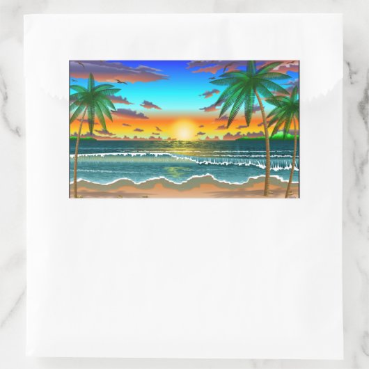 Plage Paysage autocollant (Sac)