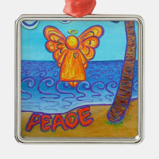 Plage Peace Angel Art Custom Ornements de vacances (Devant)
