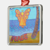 Plage Peace Angel Art Custom Ornements de vacances (Gauche)