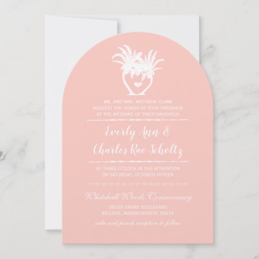 Plage Peach Blush Palm Tree Destination Invitation (Devant)
