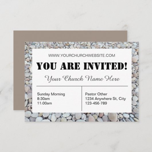 Plage Pebbles Church Invitation Card (Devant / Derrière)