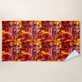 Plage Peinture à huile de camion feu rouge, serviette de (Devant)