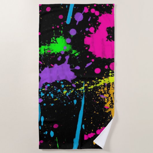 Plage Peinture humide - Couleur rétro - Serviette de pla (Devant)