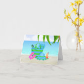 Plage Pensez à vous Carte avec transats (Fleur jaune)