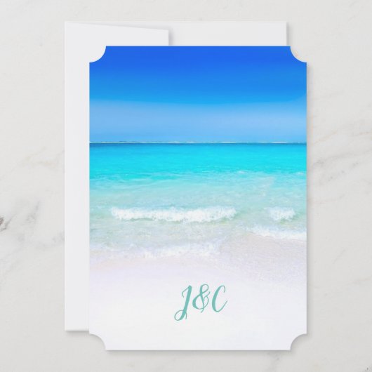 Plage Photo invitations de mariage (Dos)