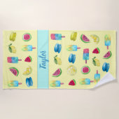 Plage Plaisirs ensoleillés : Aquarelle Serviette de plag (Devant)