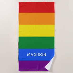 Plage Rainbow Colours nom personnalisé serviette de plag