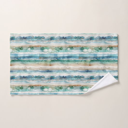 Plage, rayures d'encre abstraites (Serviette à main)