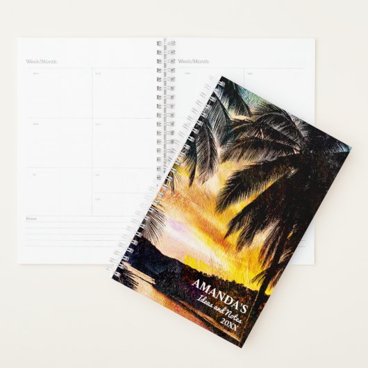 Plage Red Sunset Palm Trees (Devant avec enveloppe)