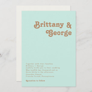 Plage Retro   Aqua Faire-part de mariage