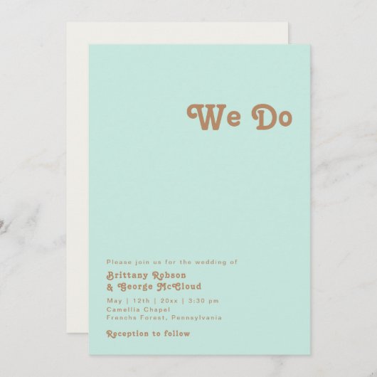 Plage Retro | Aqua We Do Faire-part de mariage (Devant / Derrière)