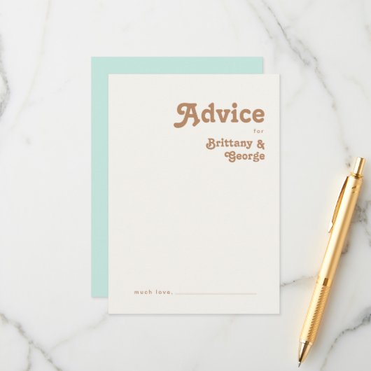 Plage Retro | Carte conseil Mariage Aqua (Devant/Arrière en situation)