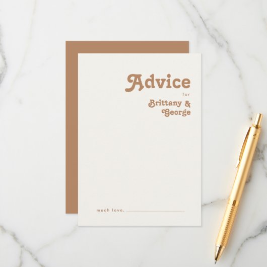 Plage Retro | Carte conseil Mariage Brown (Devant/Arrière en situation)